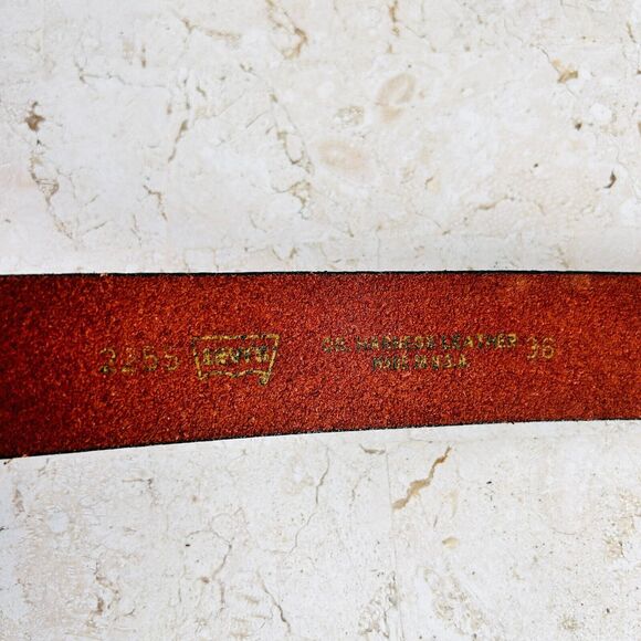Levis Brown Harness Leather Belt Mens Size 36 Removable Buckle - Picture 6 of 7